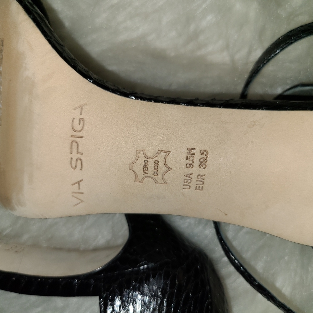 Via spiga S. 9.5 Black Leather Snakeskin Textured Design - Picture 7 of 7